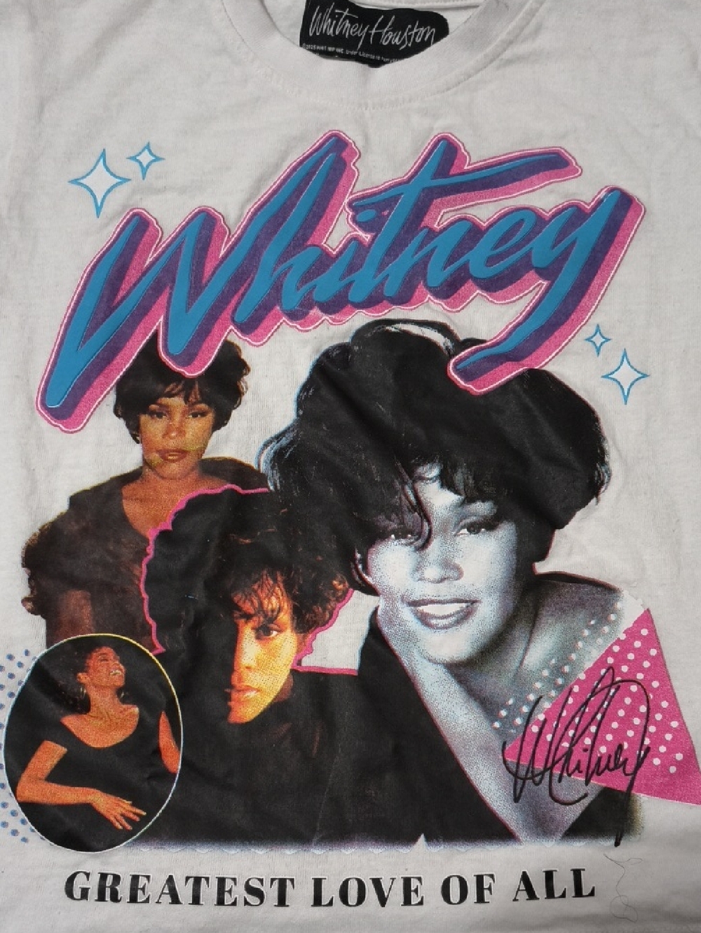 WHITNEY HOUSTON Girls Large Graphic Tee Greatest Love Of All Top - Picture 7 of 8